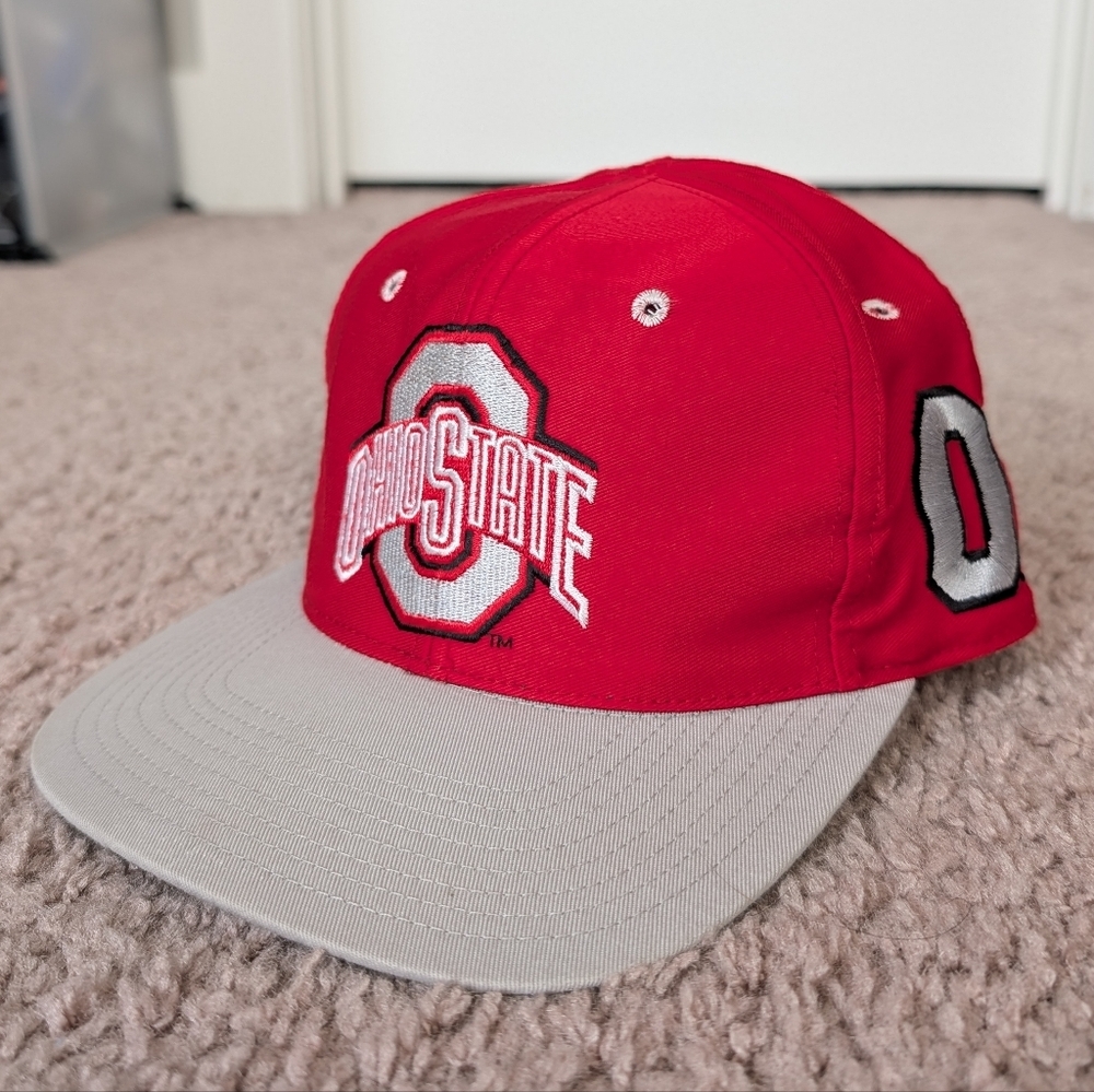 The Game Ohio State Buckeyes Vintage Scarlet Red Gray Fitted Hat Cap Size 6 7/8